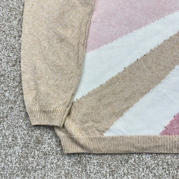 NEW Alfred Dunner Women's Beige and Pink Sweater size 1X Knit Pullover - Picture 3 of 13